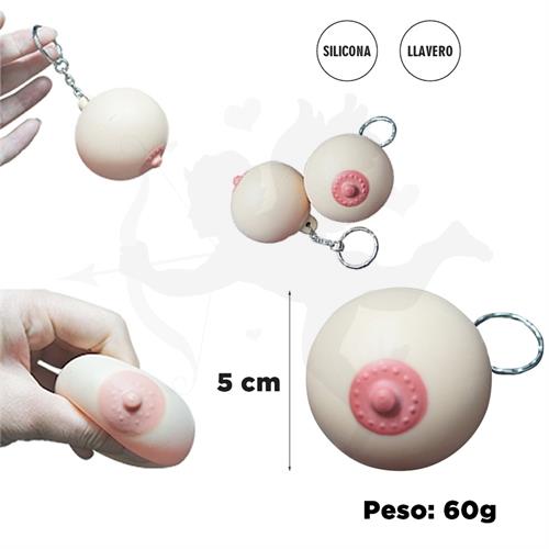 Llavero con forma de teta pellizcable